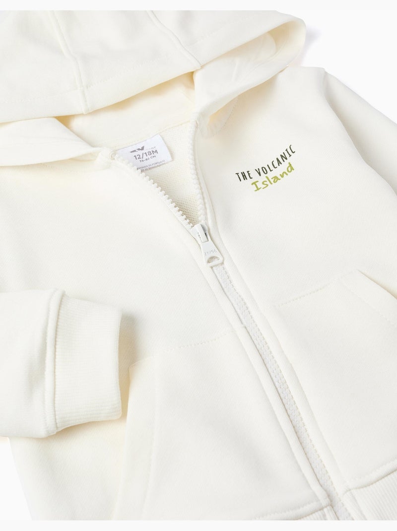 Sweat zippé en coton à capuche Cactus Garden Beige clair - Kiabi