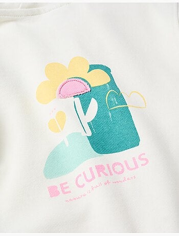 Sweat zippé en coton à capuche et imprimé floral