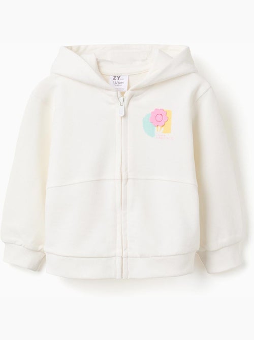 Sweat zippé en coton à capuche et imprimé floral - Kiabi