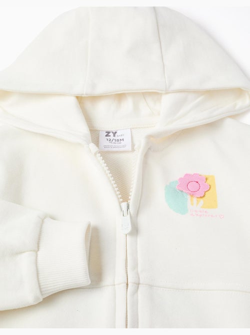 Sweat zippé en coton à capuche et imprimé floral - Kiabi