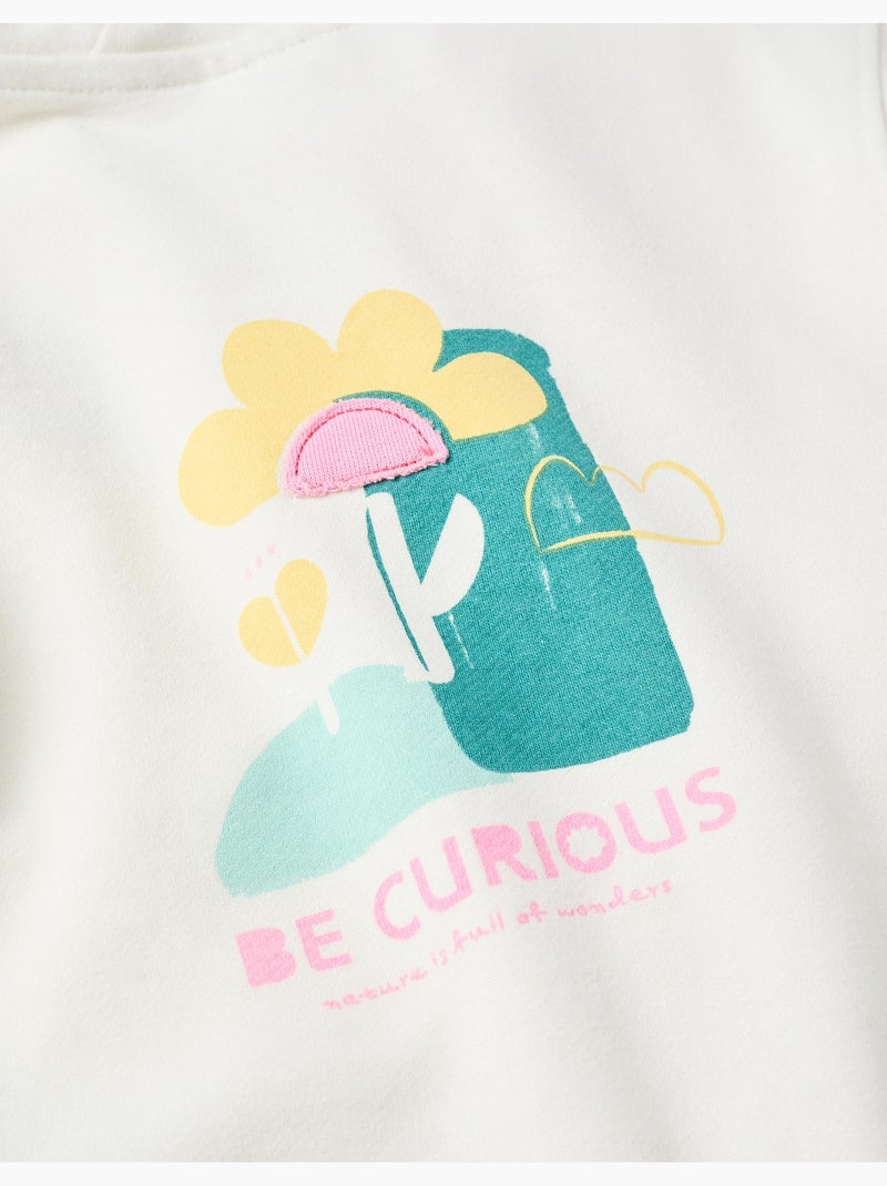Sweat zippé en coton à capuche et imprimé floral Beige clair - Kiabi
