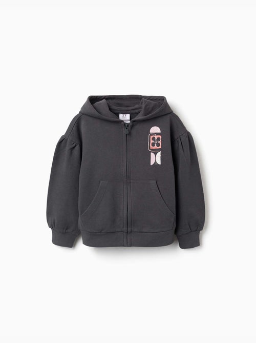 Sweat zippé en coton à capuche et imprimé floral - Kiabi Sweat zippé en coton à capuche et imprimé floral - Kiabi