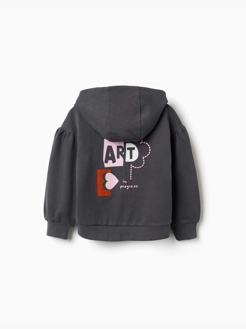 Sweat zippé en coton à capuche et imprimé floral - Kiabi Sweat zippé en coton à capuche et imprimé floral - Kiabi