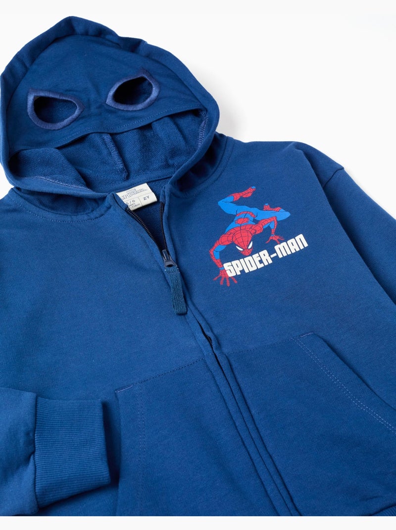 Sweat zippé en coton à capuche et imprimé Spider-Man Bleu foncé - Kiabi