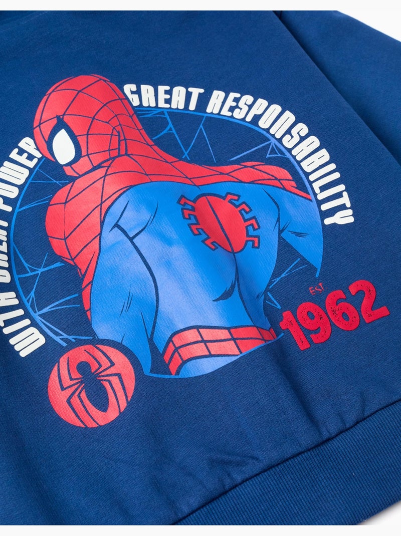 Sweat zippé en coton à capuche et imprimé Spider-Man Bleu foncé - Kiabi