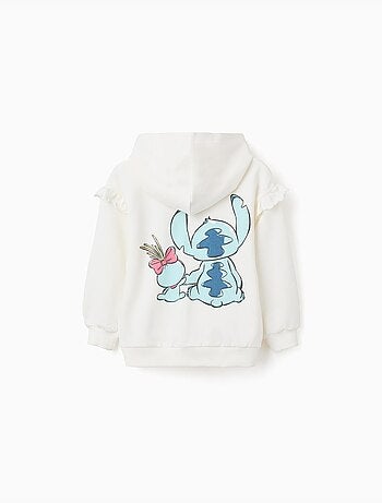Sweat zippé en coton à capuche et imprimés Stitch