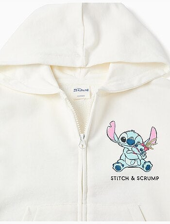 Sweat zippé en coton à capuche et imprimés Stitch