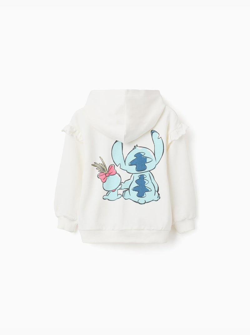 Sweat zippé en coton à capuche et imprimés Stitch Blanc - Kiabi