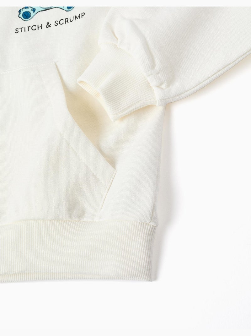 Sweat zippé en coton à capuche et imprimés Stitch Blanc - Kiabi