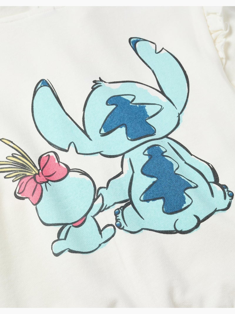 Sweat zippé en coton à capuche et imprimés Stitch Blanc - Kiabi