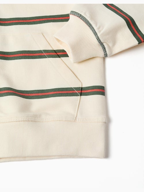 Sweat zippé en coton à capuche et rayures - Kiabi