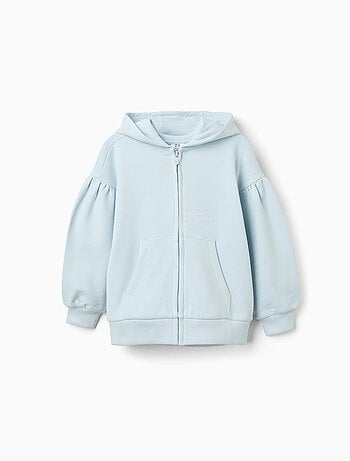 Sweat zippé en coton à capuche et imprimé floral