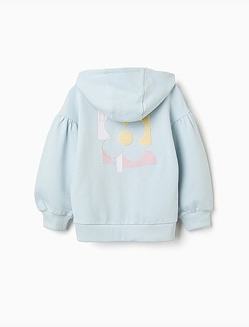 Sweat zippé en coton à capuche et imprimé floral