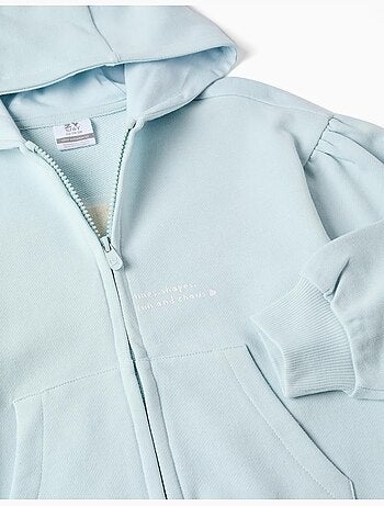 Sweat zippé en coton à capuche et imprimé floral