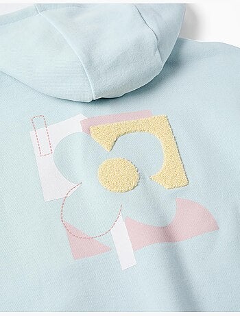 Sweat zippé en coton à capuche et imprimé floral