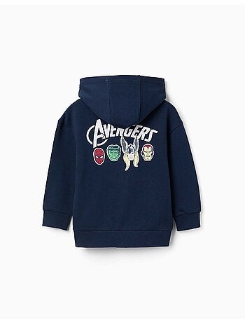 Sweat zippé en coton avec capuche et imprimés Avengers