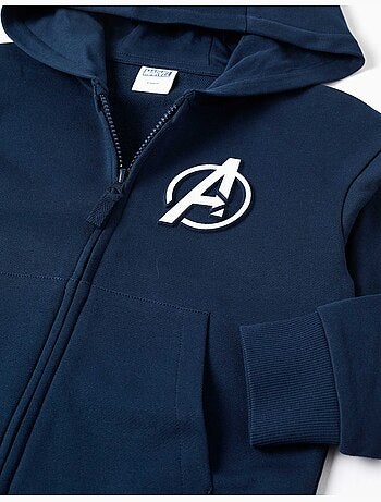 Sweat zippé en coton avec capuche et imprimés Avengers