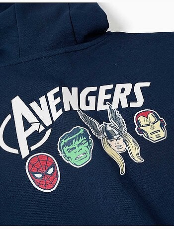 Sweat zippé en coton avec capuche et imprimés Avengers