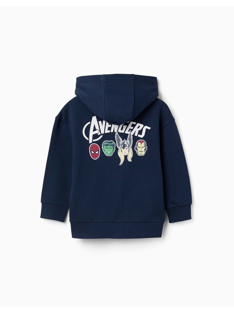 Sweat zippé en coton avec capuche et imprimés Avengers Bleu foncé - Kiabi