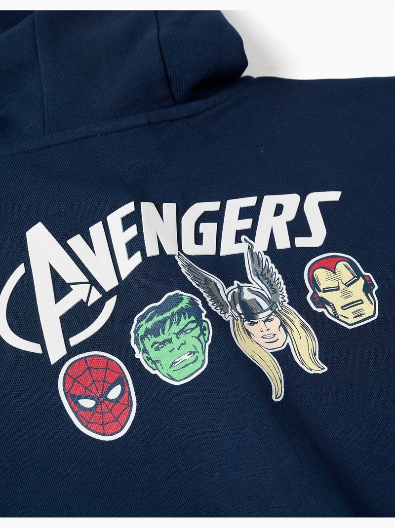 Sweat zippé en coton avec capuche et imprimés Avengers Bleu foncé - Kiabi