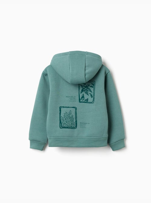 Sweat zippé en coton peigné à capuche avec imprimés floraux - Kiabi
