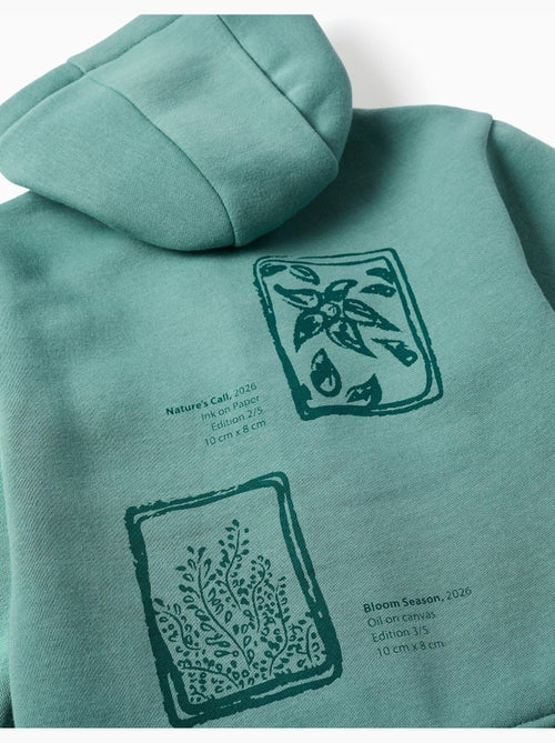Sweat zippé en coton peigné à capuche avec imprimés floraux - Kiabi