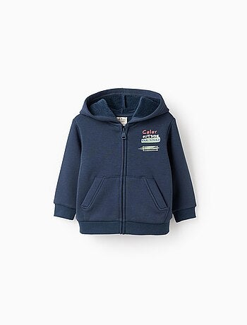 Sweat zippé en coton peigné à capuche