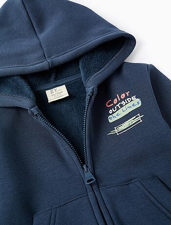 Sweat zippé en coton peigné à capuche