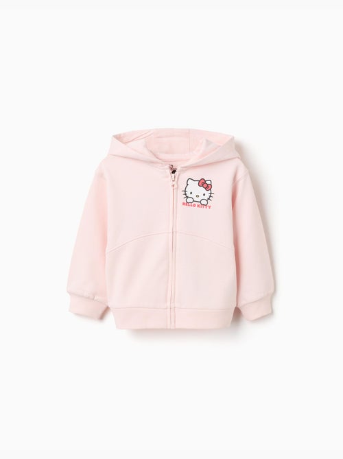 Sweat zippé en coton peigné à capuche et imprimé Hello Kitty - Kiabi Sweat zippé en coton peigné à capuche et imprimé Hello Kitty - Kiabi