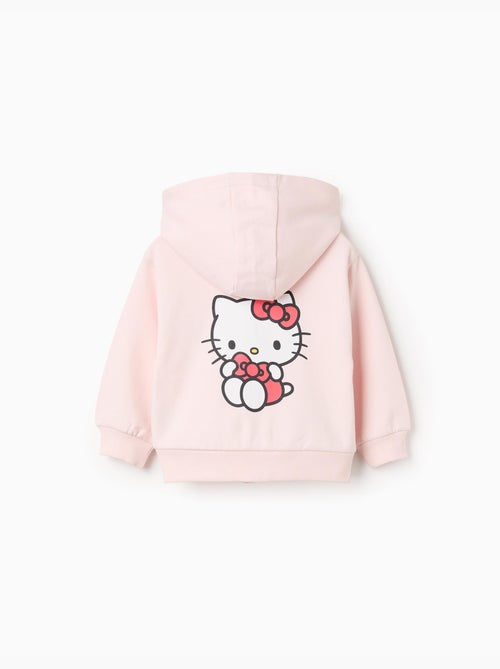 Sweat zippé en coton peigné à capuche et imprimé Hello Kitty - Kiabi Sweat zippé en coton peigné à capuche et imprimé Hello Kitty - Kiabi