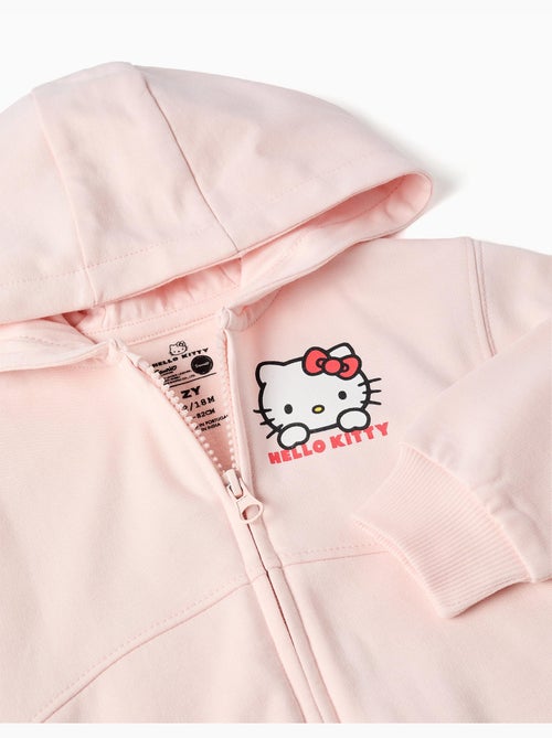 Sweat zippé en coton peigné à capuche et imprimé Hello Kitty - Kiabi Sweat zippé en coton peigné à capuche et imprimé Hello Kitty - Kiabi