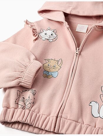 Sweat zippé en coton peigné à capuche et imprimés Les Aristochats