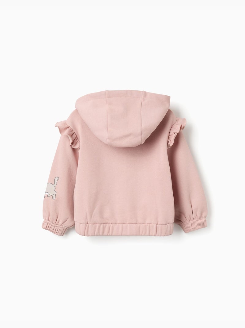 Sweat zippé en coton peigné à capuche et imprimés Les Aristochats Mauve lilas - Kiabi