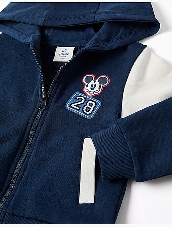 Sweat zippé en coton peigné à capuche et imprimés mickey