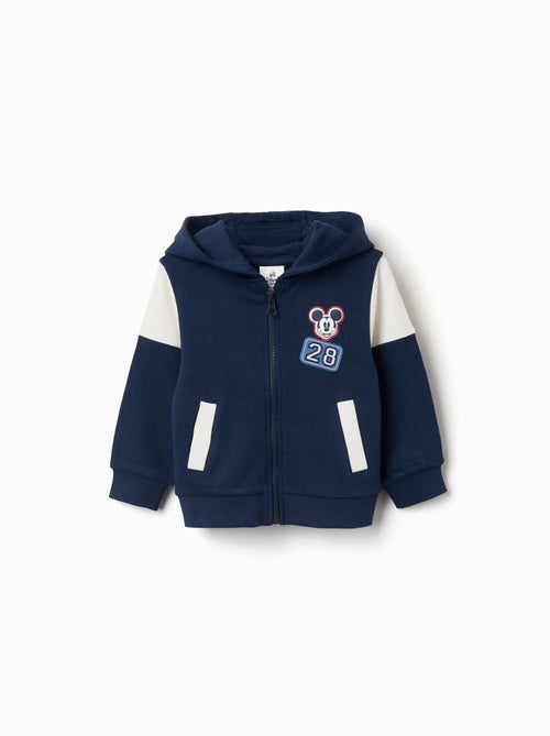 Sweat zippé en coton peigné à capuche et imprimés mickey - Kiabi Sweat zippé en coton peigné à capuche et imprimés mickey - Kiabi