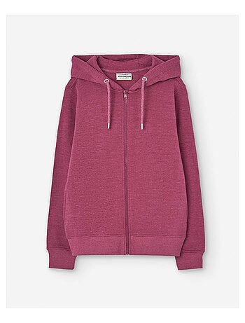 Sweat zippé en coton peigné à capuche et poches latérales
