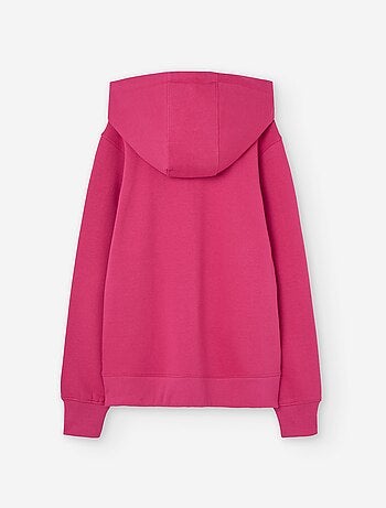 Sweat zippé en coton peigné à capuche et poches latérales