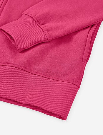 Sweat zippé en coton peigné à capuche et poches latérales