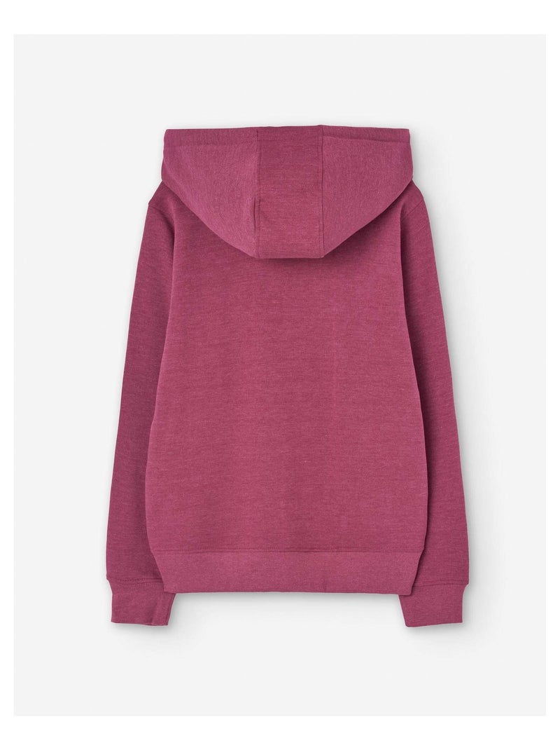 Sweat zippé en coton peigné à capuche et poches latérales Rose - Kiabi