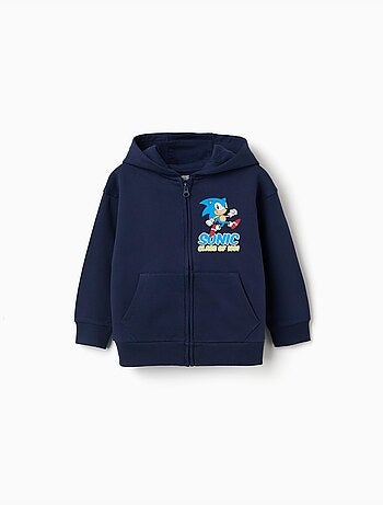 Sweat zippé en coton peigné avec capuche et Sonic