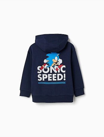 Sweat zippé en coton peigné avec capuche et Sonic