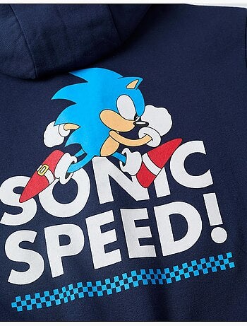 Sweat zippé en coton peigné avec capuche et Sonic