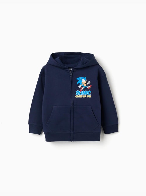 Sweat zippé en coton peigné avec capuche et Sonic - Kiabi