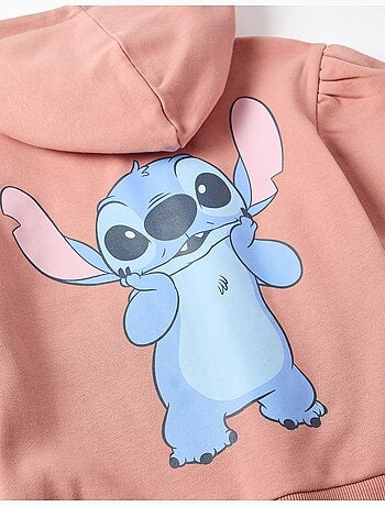 Sweat zippé en coton peigné en molleton avec capuche et imprimés stitch