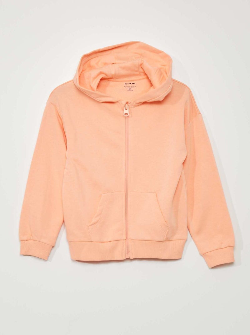 Sweat zippé en french terry Orange saumon - Kiabi