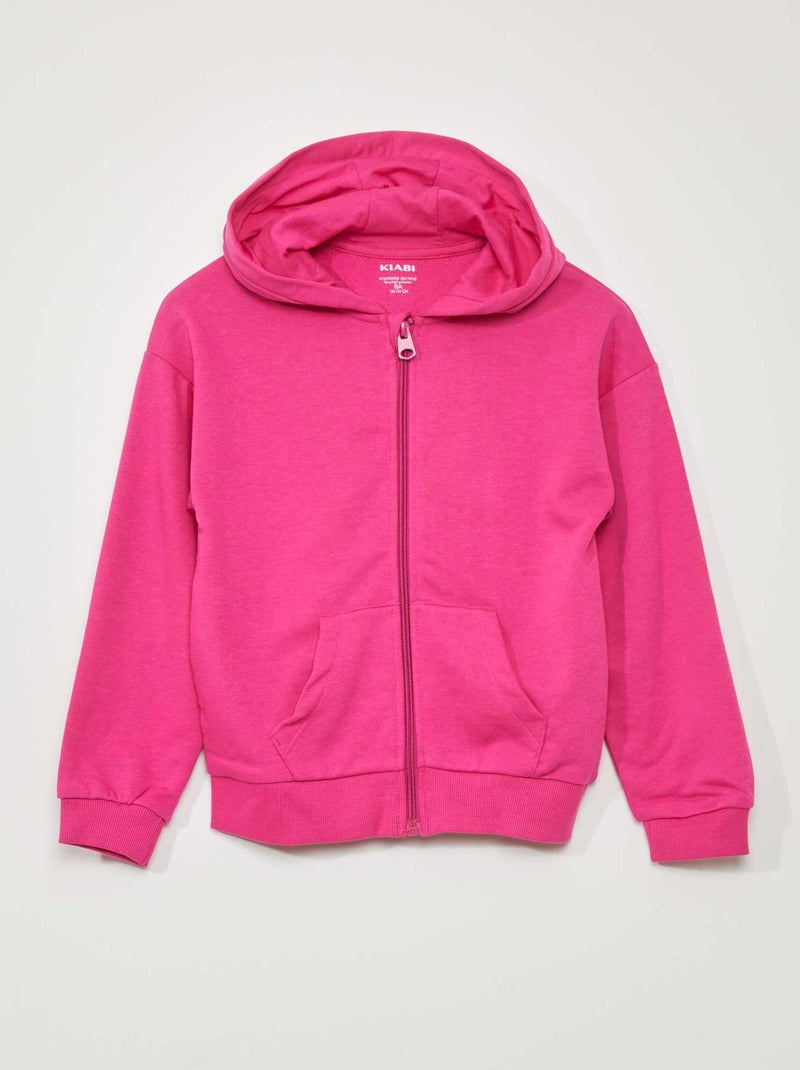 Sweat zippé en french terry Rose fuchsia - Kiabi