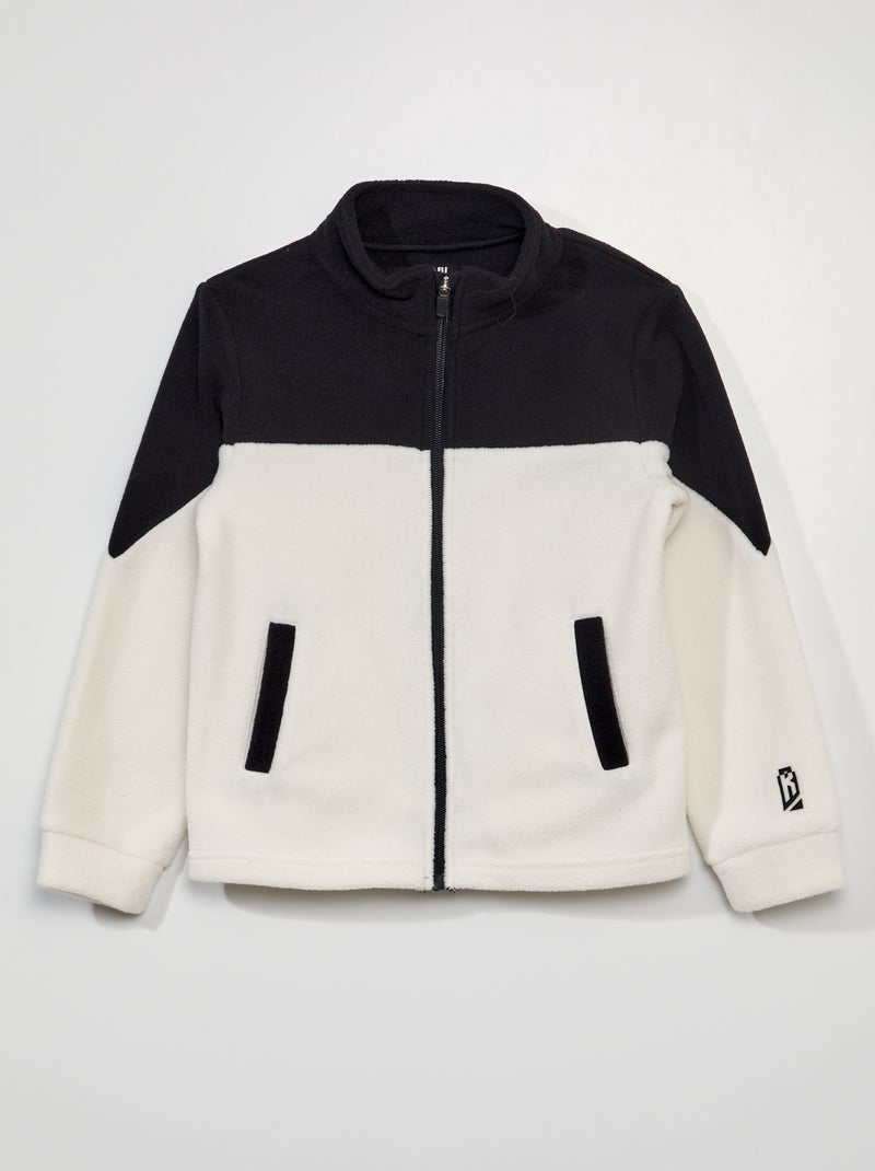 Sweat zippé en maille polaire Noir/blanc - Kiabi