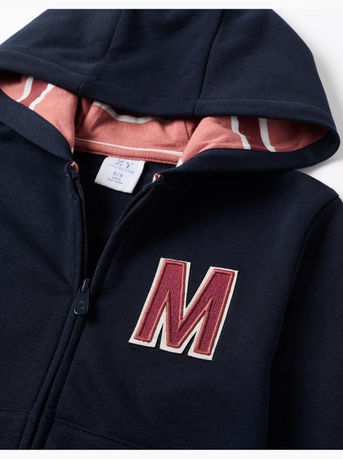 Sweat zippé en molleton à capuche avec M brodé - Kiabi