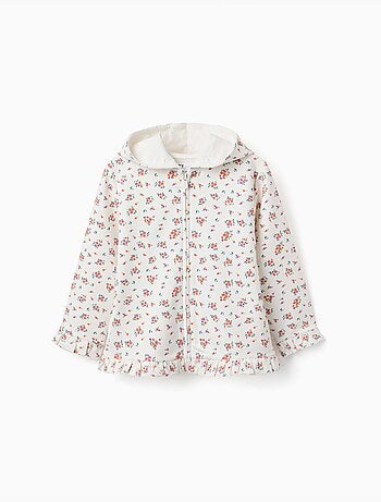 Sweat zippé en molleton à capuche avec motif floral