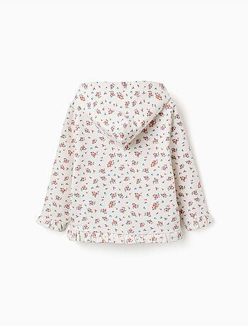 Sweat zippé en molleton à capuche avec motif floral